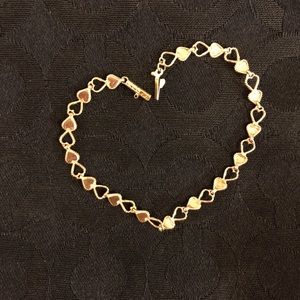 14K Yellow Gold (not plated!) Heart Link Bracelet